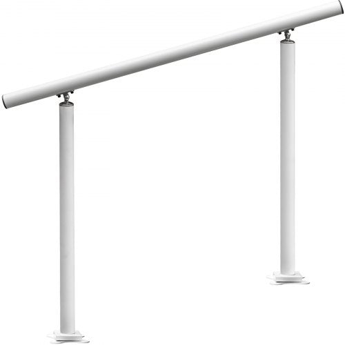 Outdoor Stair Railing Kit 4 FT Handrails 14 Steps Adjustable Angle White