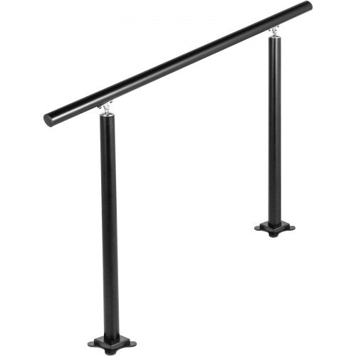 Outdoor Stair Railing Kit 4 FT Handrails 14 Steps Adjustable Angle Black