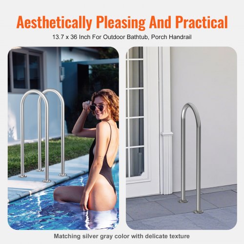 Pool Handrail36 x 13 inch Pool Railing Aluminum with Base Plate