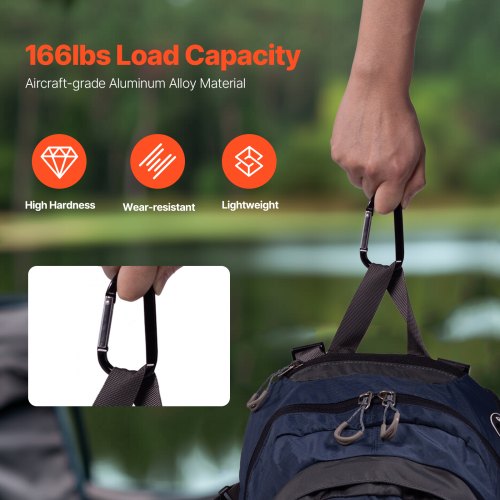 10 PCS Black Carabiner Caribeaner Clip Spring Snap Hook for Keychain Clip