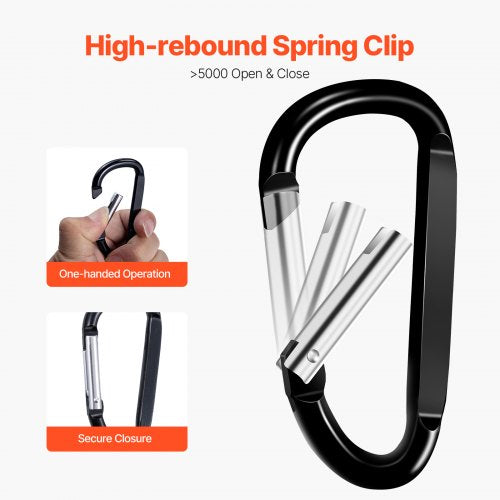 10 PCS Black Carabiner Caribeaner Clip Spring Snap Hook for Keychain Clip