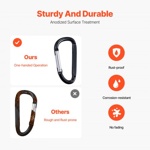 10 PCS Black Carabiner Caribeaner Clip Spring Snap Hook for Keychain Clip