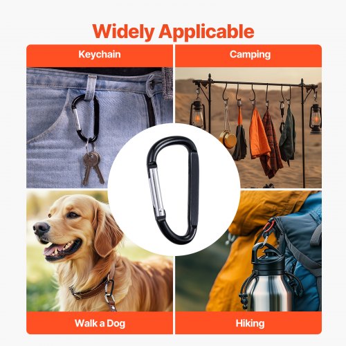 10 PCS Black Carabiner Caribeaner Clip Spring Snap Hook for Keychain Clip