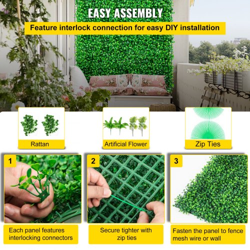 Artificial Boxwood Panels 16 PCS 20x20 Boxwood Hedge Wall Panels PE