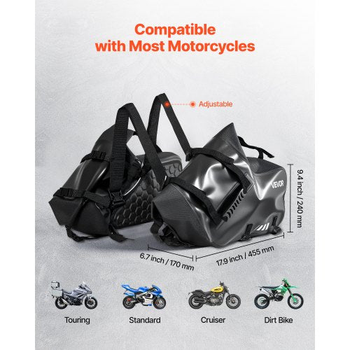 Motorcycle Saddlebags 28 L 14 L x 2 Large Capacity Side Saddle Bags