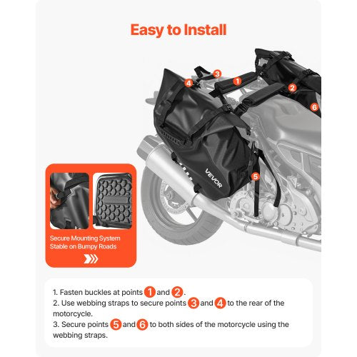 Motorcycle Saddlebags 28 L 14 L x 2 Large Capacity Side Saddle Bags