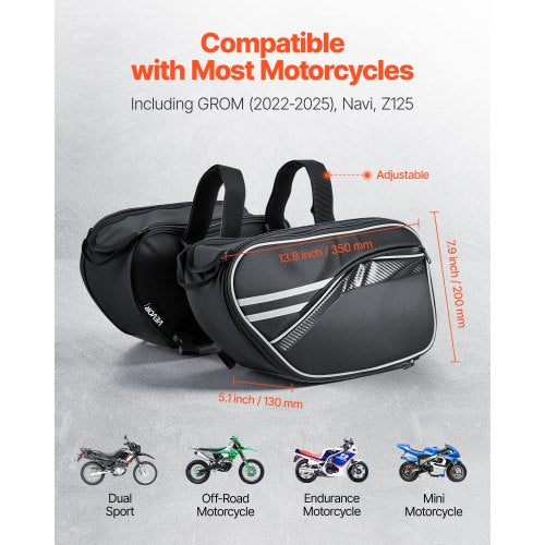 Motorcycle Saddlebag 30 L 15 L x 2 Large Capacity Side Saddle Bag