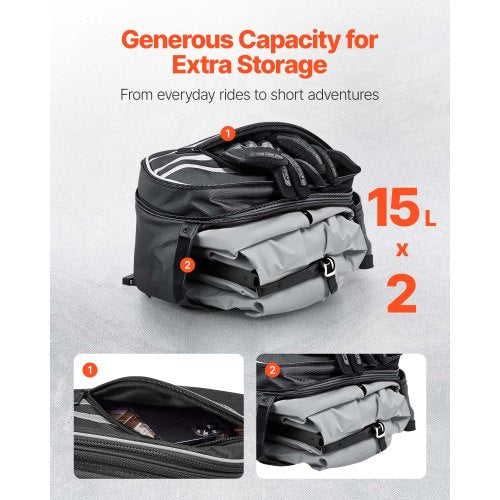 Motorcycle Saddlebag 30 L 15 L x 2 Large Capacity Side Saddle Bag