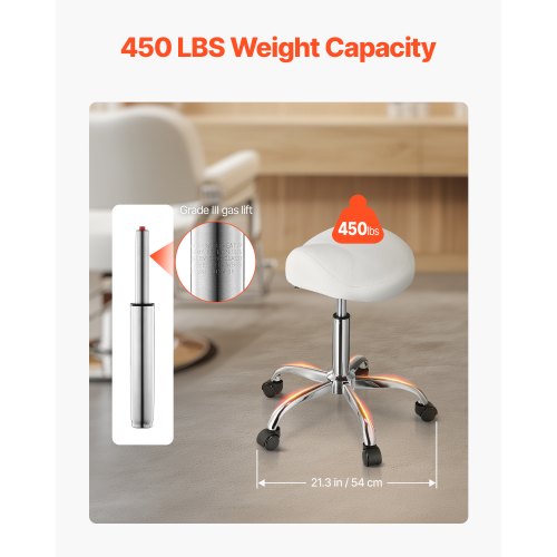 Saddle Stool with Wheels 450 LBS Weight Capacity Ergonomic Rolling Stool