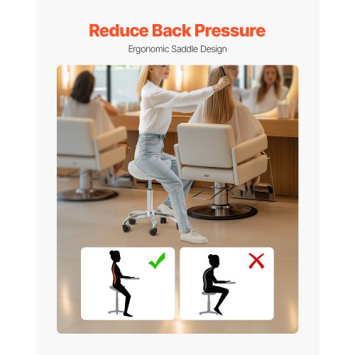 Saddle Stool with Wheels 450 LBS Weight Capacity Ergonomic Rolling Stool