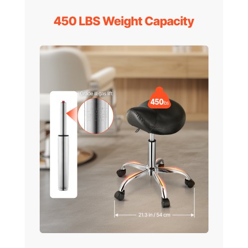 Saddle Stool with Wheels 450 LBS Weight Capacity Ergonomic Rolling Stool