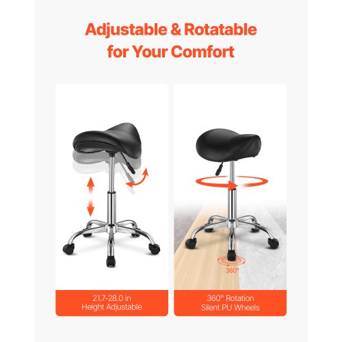 Saddle Stool with Wheels 450 LBS Weight Capacity Ergonomic Rolling Stool