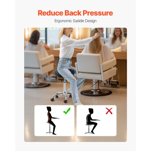 Saddle Stool with Wheels 450 LBS Weight Capacity Ergonomic Rolling Stool