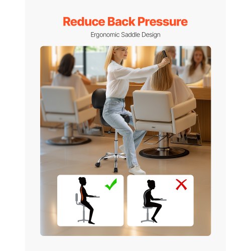 Saddle Stool with Back Support and Wheels 450 LBS Weight Capacity Ergonomic