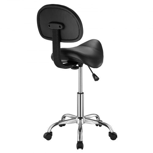 Saddle Stool with Back Support and Wheels 450 LBS Weight Capacity Ergonomic
