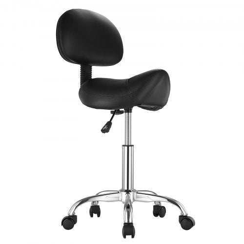 Saddle Stool with Back Support and Wheels 450 LBS Weight Capacity Ergonomic