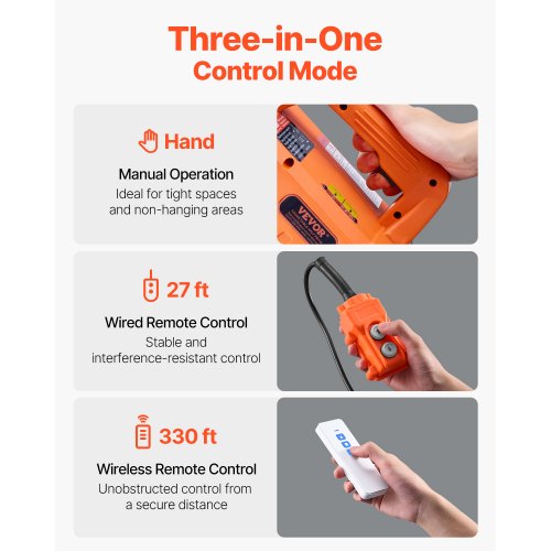 3in1 Electric Hoist Winch 1100 lbs Capacity 1500W Portable Power Winch