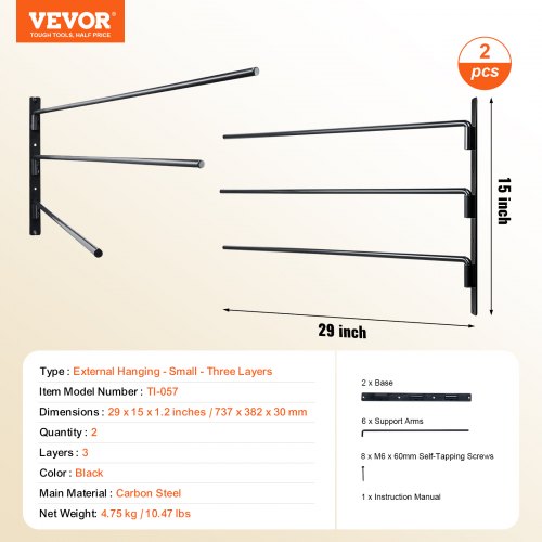 Wall Mounted Saddle Rack 309 x 299 x 5.5 in 2 Packs Swing Out Saddle