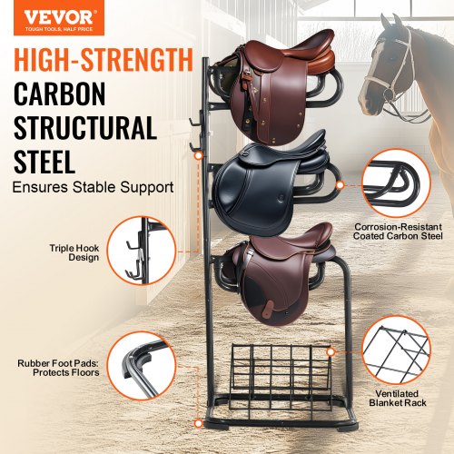 Freestanding Saddle Stand 30 x 30 x 68.5 in 3 Tiers Saddle Rack Heavy