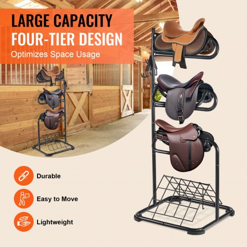 Freestanding Saddle Stand 30 x 30 x 68.5 in 3 Tiers Saddle Rack Heavy