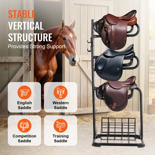 Freestanding Saddle Stand 30 x 30 x 68.5 in 3 Tiers Saddle Rack Heavy