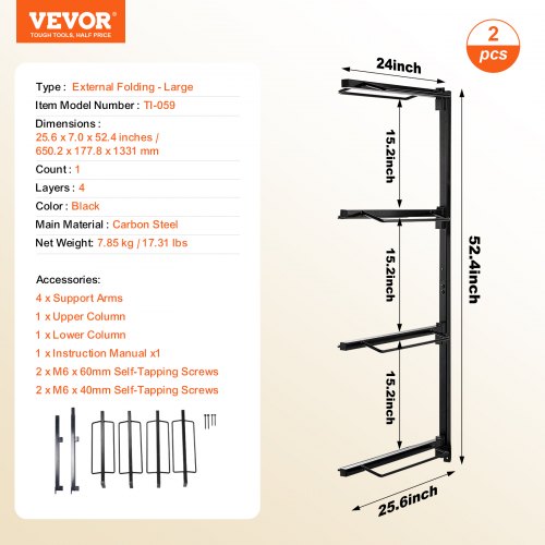 Wall Mount Saddle Rack 24 x 7 x 52 in Four Tiers Horse Saddle Storage
