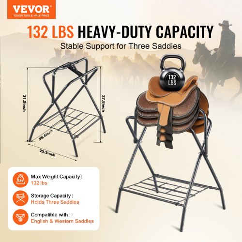 Folding Saddle Rack 28 x 19 x 37.5 in Freestanding Horse Saddle Stand