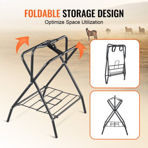 Folding Saddle Rack 28 x 19 x 37.5 in Freestanding Horse Saddle Stand
