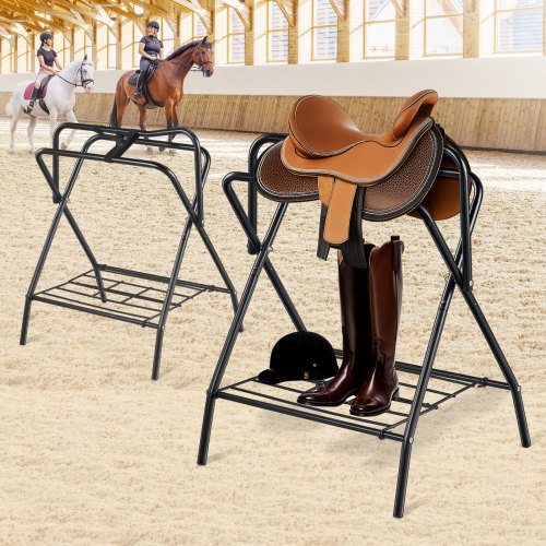 Folding Saddle Rack 28 x 19 x 37.5 in 2 Packs Freestanding Horse Saddle