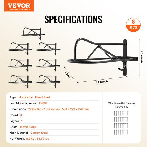 Wall Mount Saddle Rack 273 x 163 x 12.5 in 8 Packs Horse Saddle Rack
