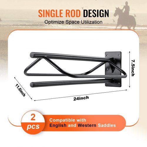 Saddle Rack with Pad Bar 238 x 126 x 10.2 in 2 Packs Wall Mounted Saddle