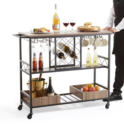 Bar Cart Home Serving Cart 3 Tiers 300 LBS Industrial Rolling Beverage