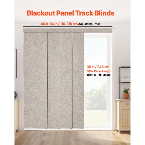 Panel Track Blinds Extendable Track from 45.8 in to 86 in W Trimmable