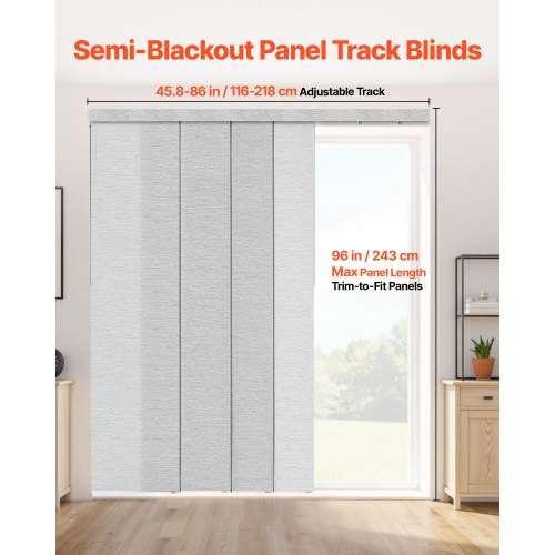 Panel Track Blinds Extendable Track from 45.8 in to 86 in W Trimmable 3