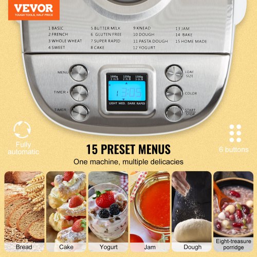 Bread Maker 15in1 3LB Dough Machine Nonstick Ceramic Pan Automatic