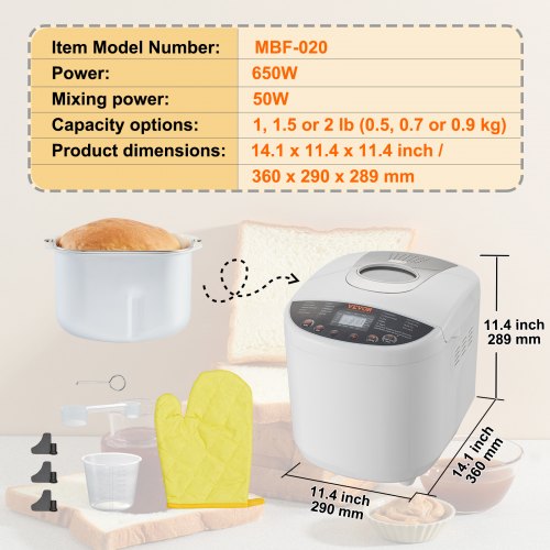 Bread Maker 19in1 2LB Dough Machine Nonstick Ceramic Pan Automatic