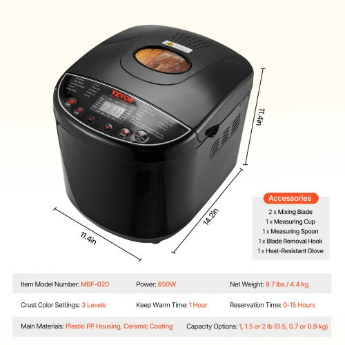 Bread Maker 19in1 2LB Dough Machine Nonstick Ceramic Pan Automatic