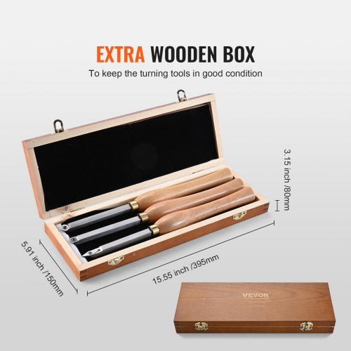 Wood Lathe Chisel Set 3 PCS Woodworking Turning Tools Includes Square
