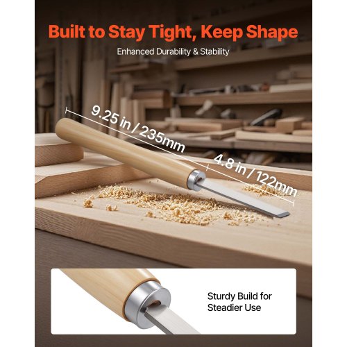 Wood Lathe Turning Tool Set 8PCS Lathe Chisel Set with Carbon Steel Blade