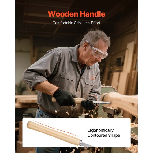 Wood Lathe Turning Tool Set 8PCS Lathe Chisel Set with Carbon Steel Blade