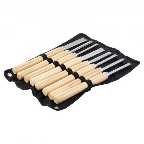 Wood Lathe Turning Tool Set 8PCS Lathe Chisel Set with Carbon Steel Blade