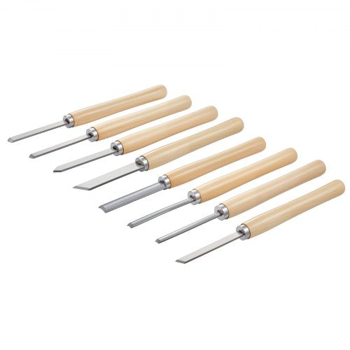 Wood Lathe Turning Tool Set 8PCS Lathe Chisel Set with Carbon Steel Blade
