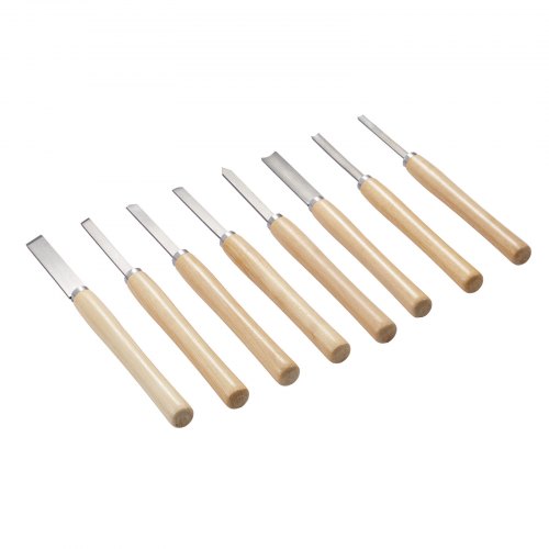 Wood Lathe Turning Tool Set 8PCS Lathe Chisel Set with Carbon Steel Blade