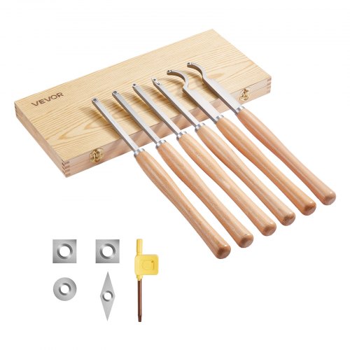 Wood Lathe Turning Tool Set 6PCS Lathe Roughing Finishing Detailing