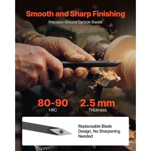 Wood Lathe Turning Tool Set 4PCS Lathe Roughing Finishing and Detailing