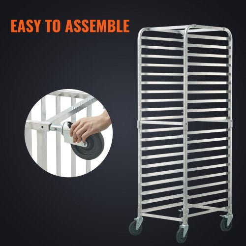 Bun Pan Rack 20Tier Commercial Bakery Racks with Brake Wheels Aluminum