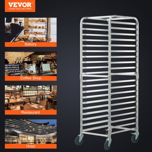 Bun Pan Rack 20Tier Commercial Bakery Racks with Brake Wheels Aluminum