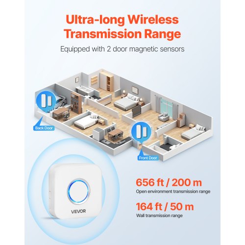 Door Chime DC 12V Wireless Door Open Contact Sensor Alarm Chime with 656