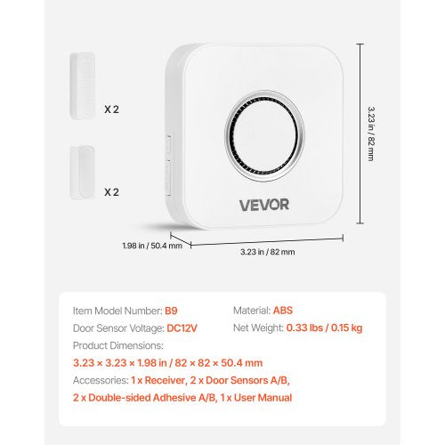 Door Chime DC 12V Wireless Door Open Contact Sensor Alarm Chime with 656