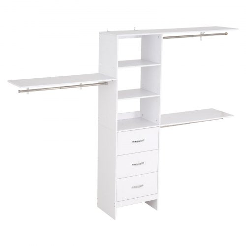 Closet System with 3 Drawers Adjustable Height Wooden Closet Organizers